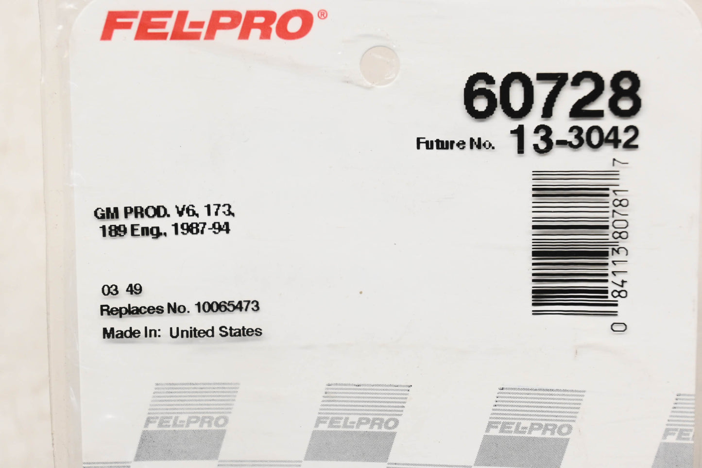 Fel-Pro 60728, 10065473 Carburetor Mounting Gasket NOS
