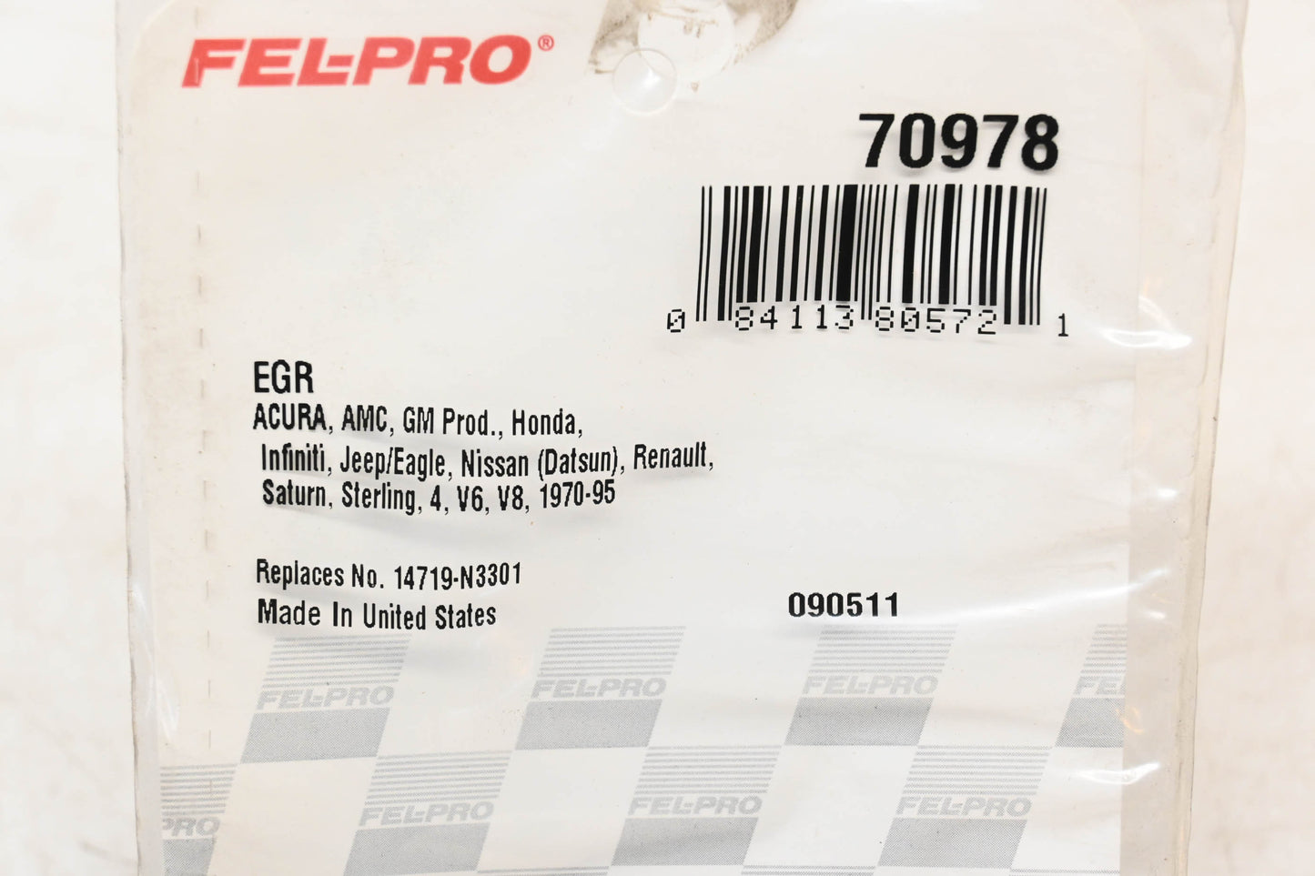 Fel-Pro 70978, 14719-N3301 EGR Valve Gasket NOS