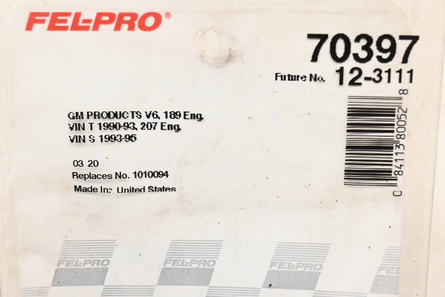 Fel-Pro 70397, 1010094 EGR Valve Gasket NOS