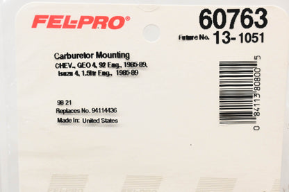 Fel-Pro 60763, 94114436 Carburetor Mounting Gasket NOS