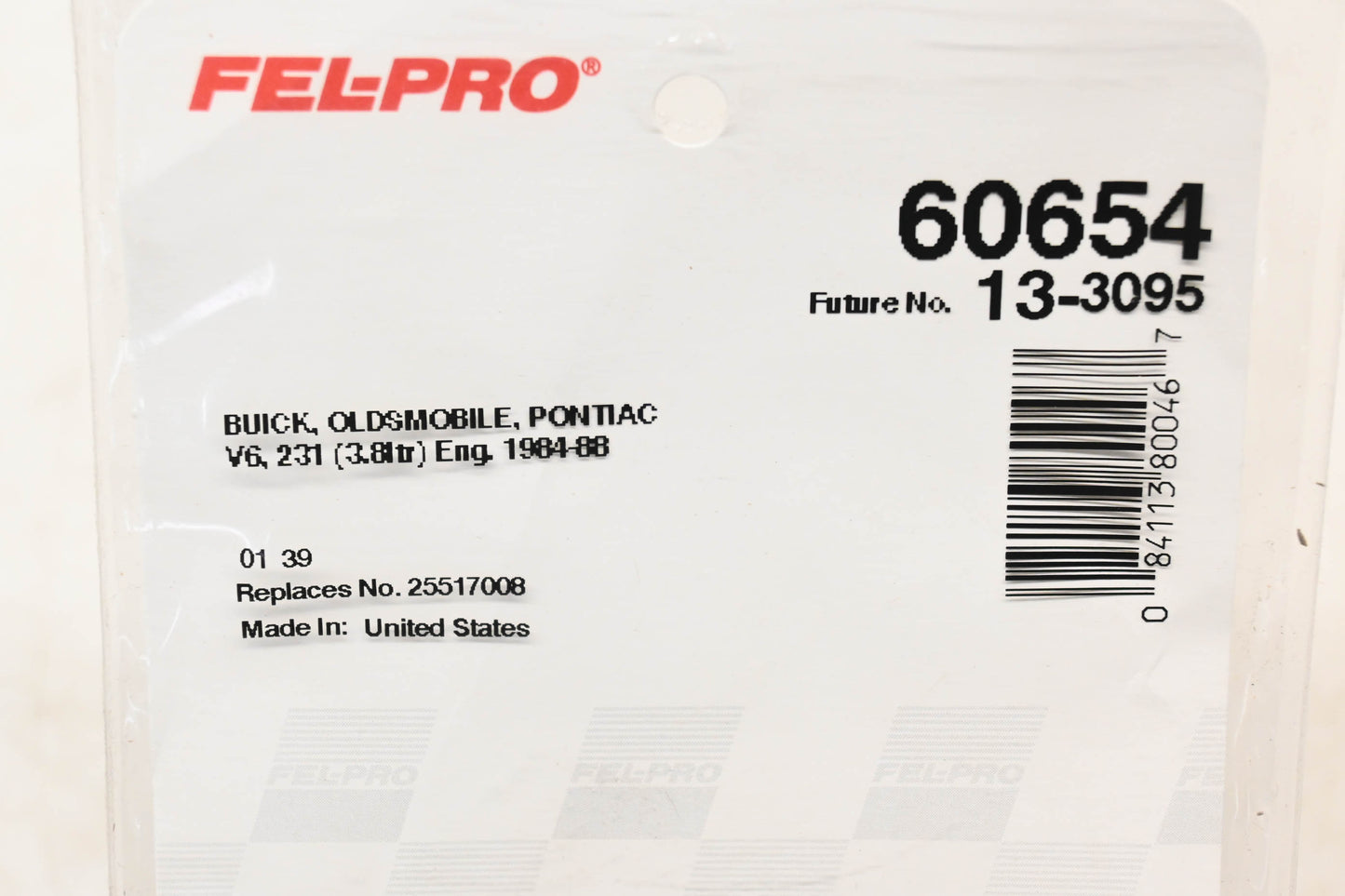 Fel-Pro 60654, 25517008 Fuel Injection Throttle Body Mounting Gasket NOS