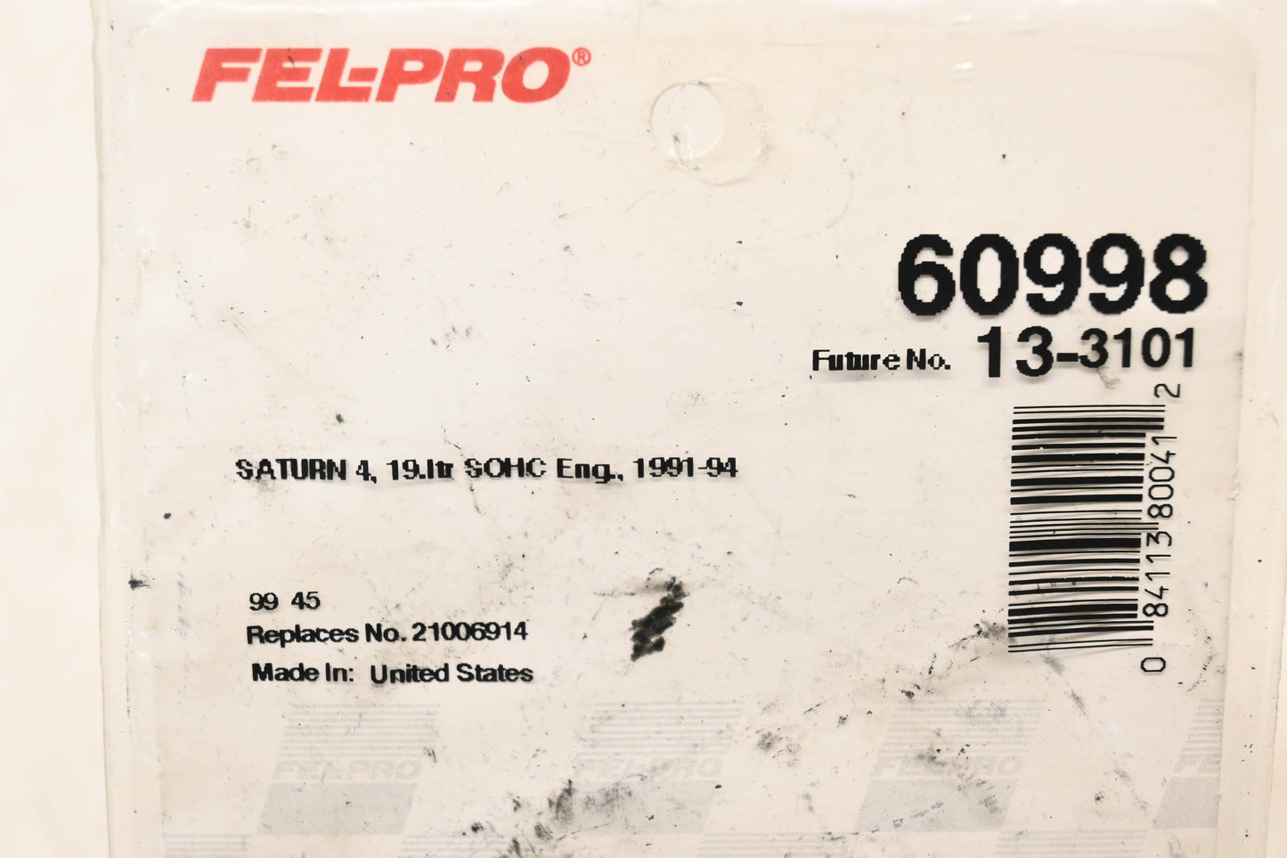 Fel-Pro 60998, 21006914 Fuel Injection Throttle Body Mounting Gasket NOS