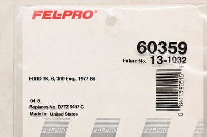 Fel-Pro 60359, D7TZ 9447-C Carburetor Mounting Gasket NOS