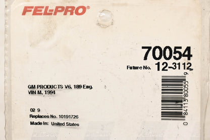 Fel-Pro 70054, 10191726, 12-3112 EGR Valve Gasket NOS