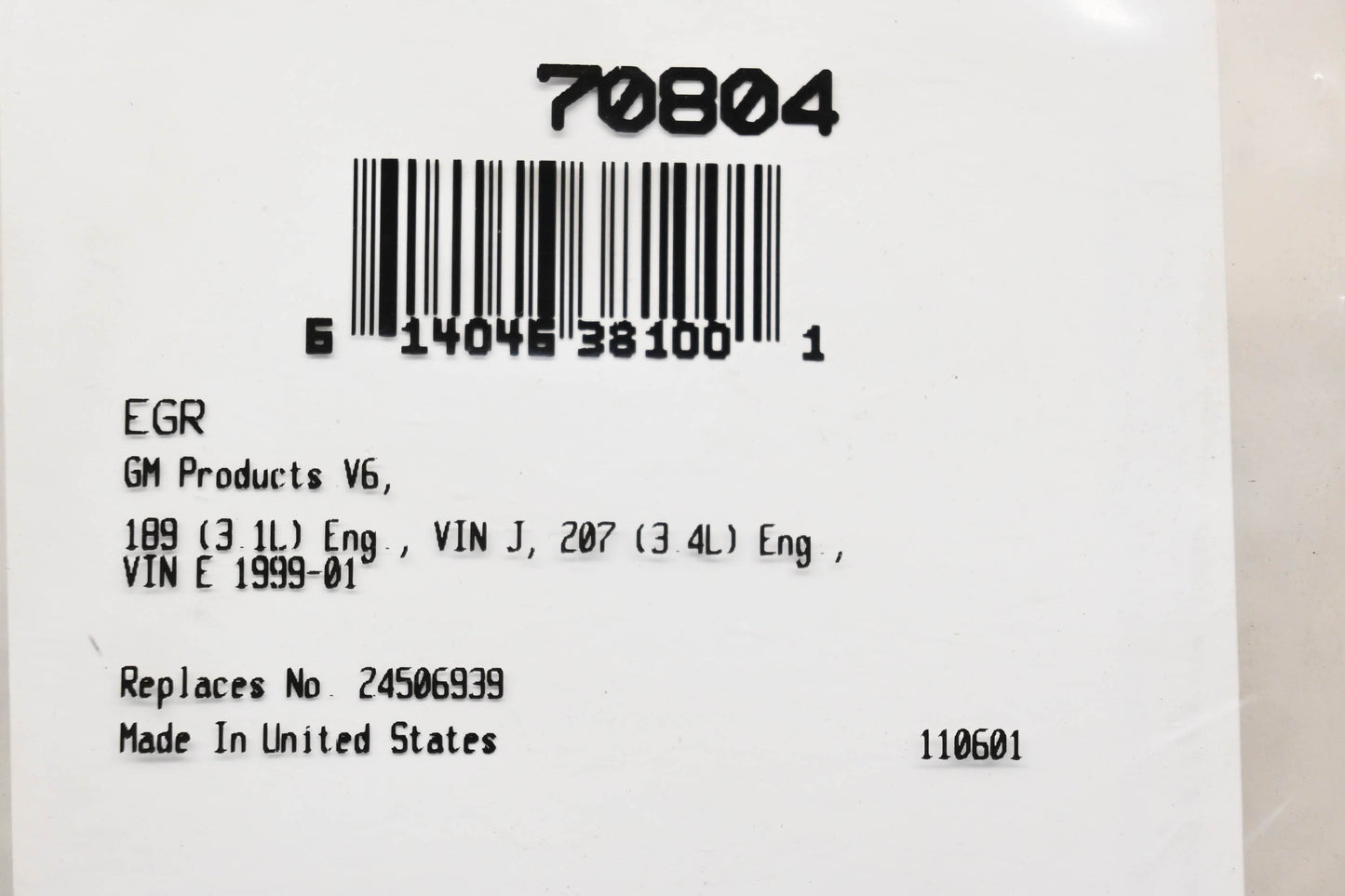 Fel-Pro 70804, 24506939 EGR Valve Gasket NOS
