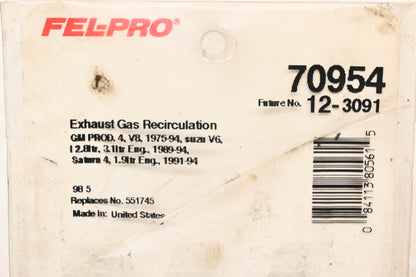 Fel-Pro 70954, 551745, 12-3091 EGR Valve Gasket NOS