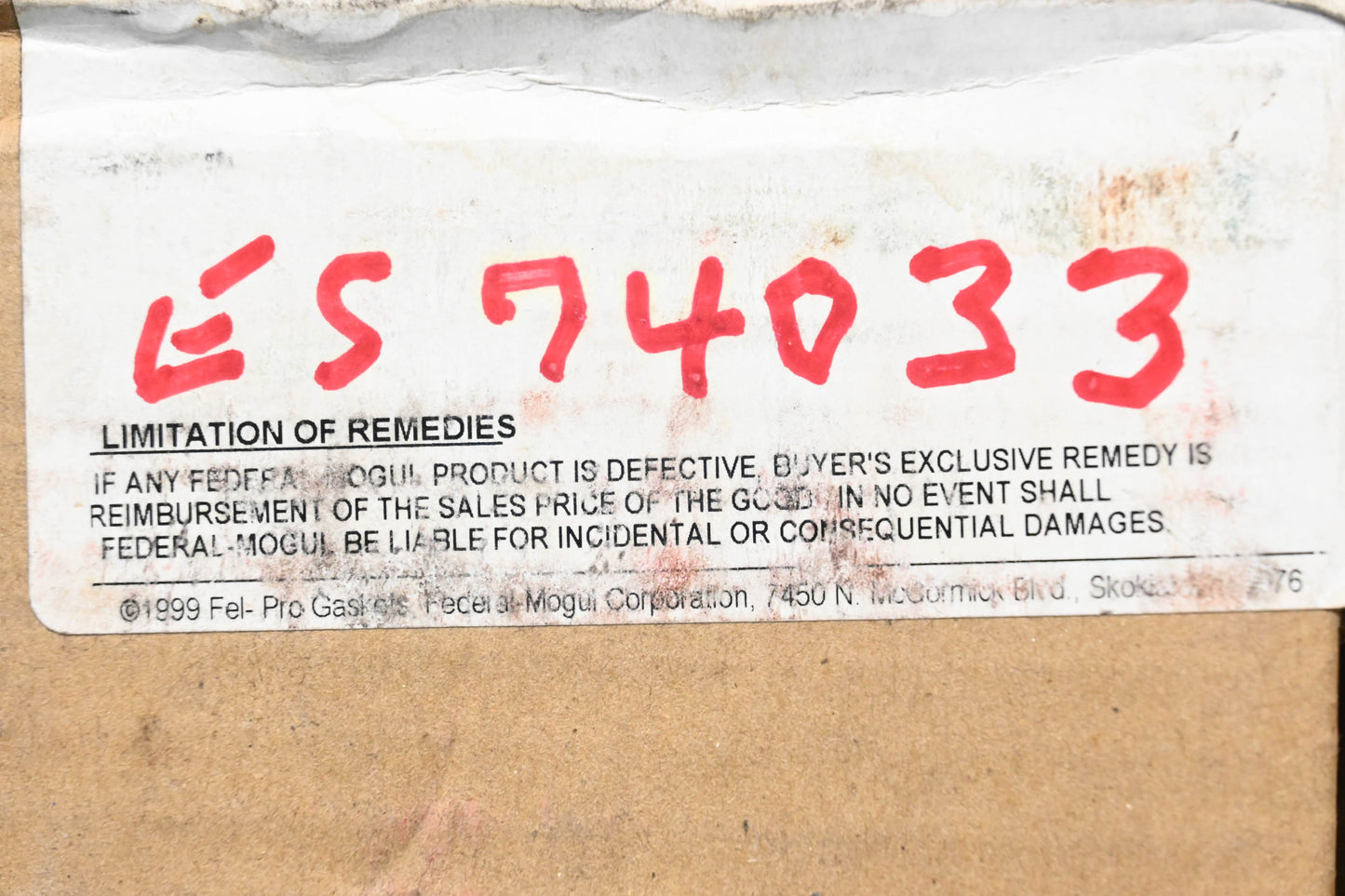 Fel-Pro ES74033, 74033 Head Bolt Kit NOS