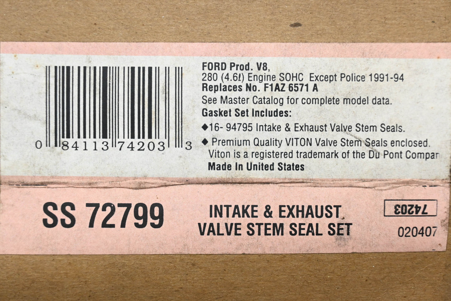 Fel-Pro SS 72799, F1AZ-6571-A Valve Stem Oil Seal Kit NOS