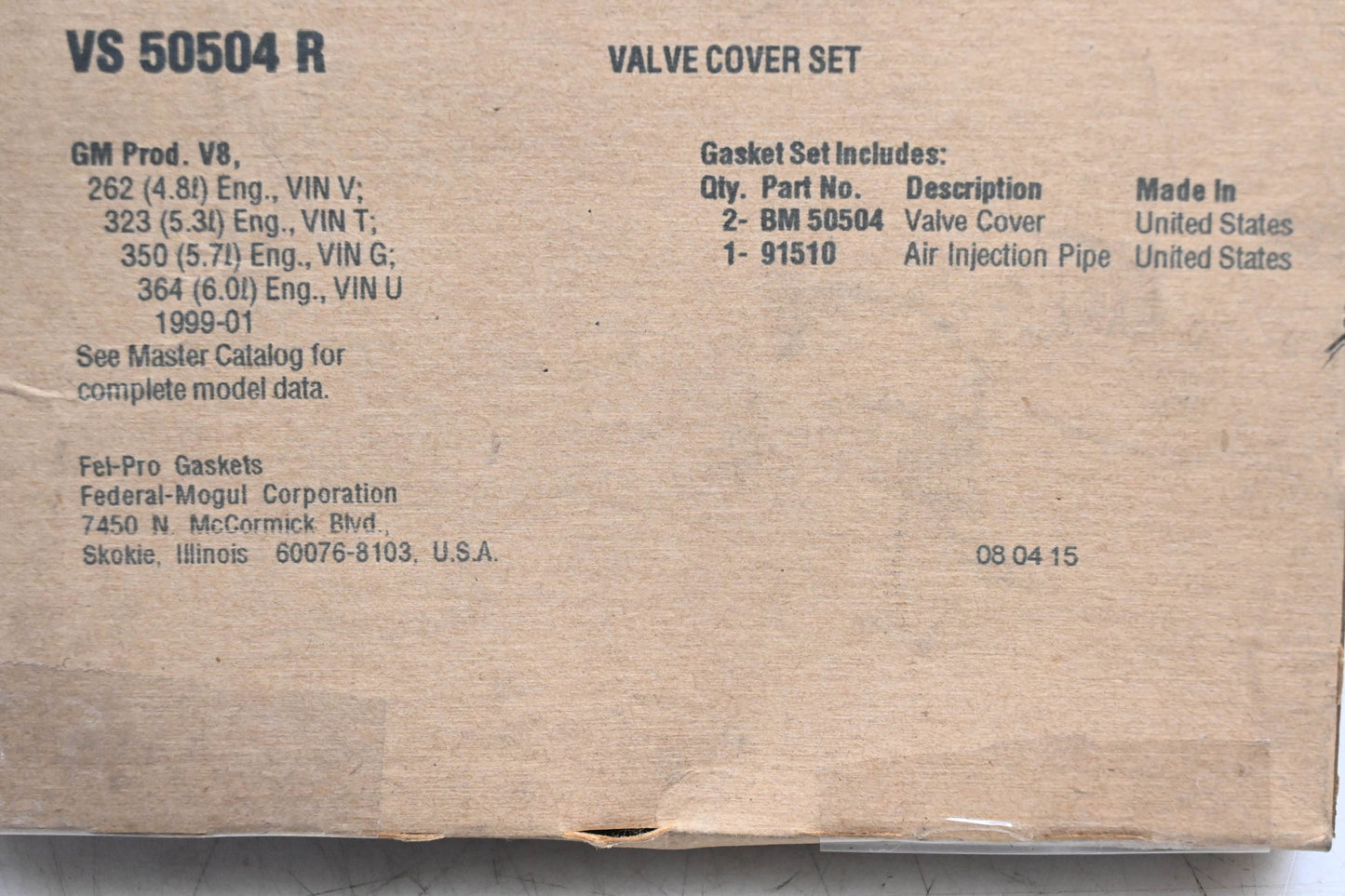 Fel-Pro VS 50504 R Valve Cover Gasket Kit NOS