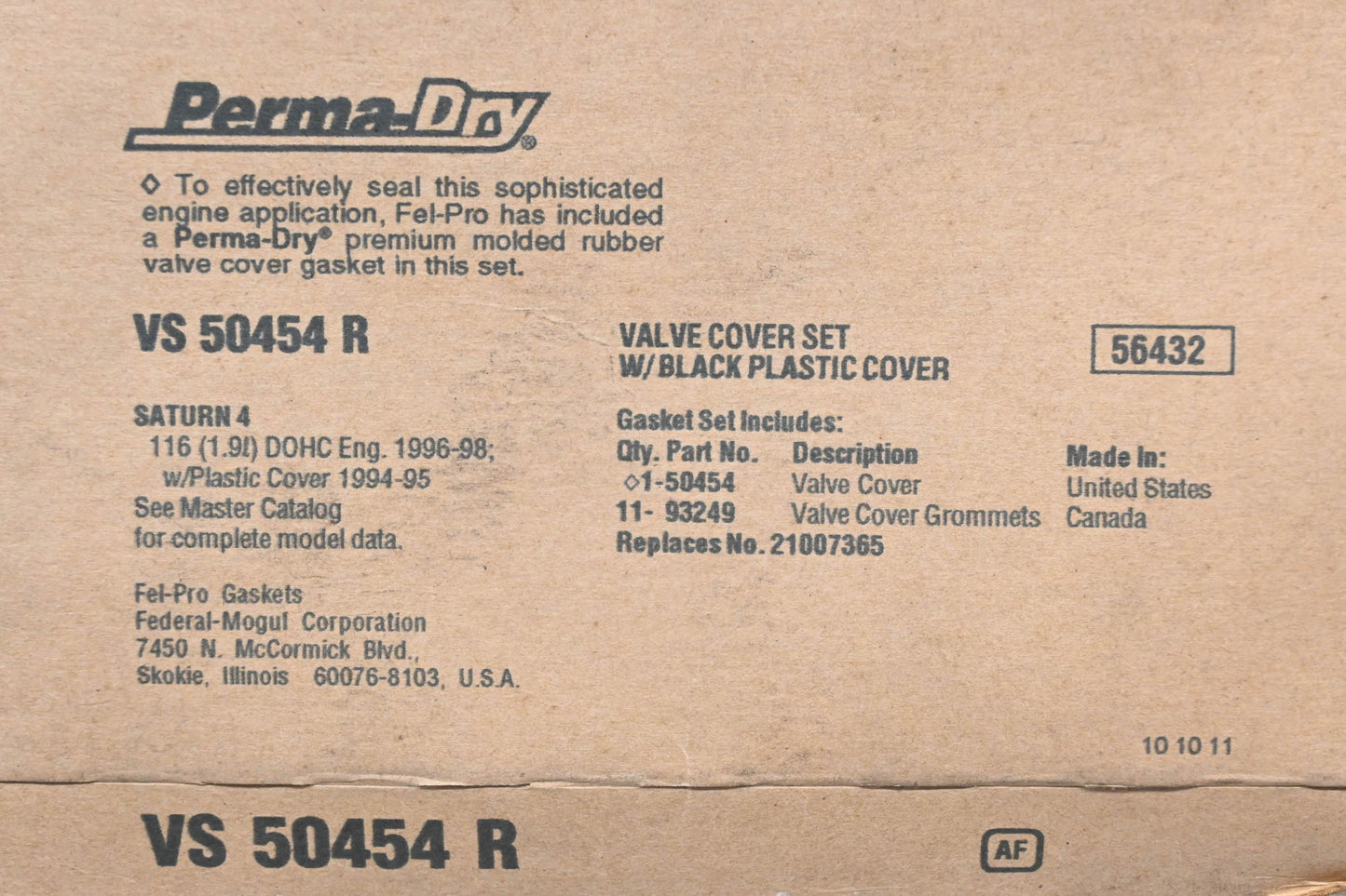 Fel-Pro VS 50454 R, 21007365 Valve Cover Gasket Kit NOS