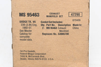 Fel-Pro MS 95463, 53005786 Exhaust Manifold Gasket Kit NOS