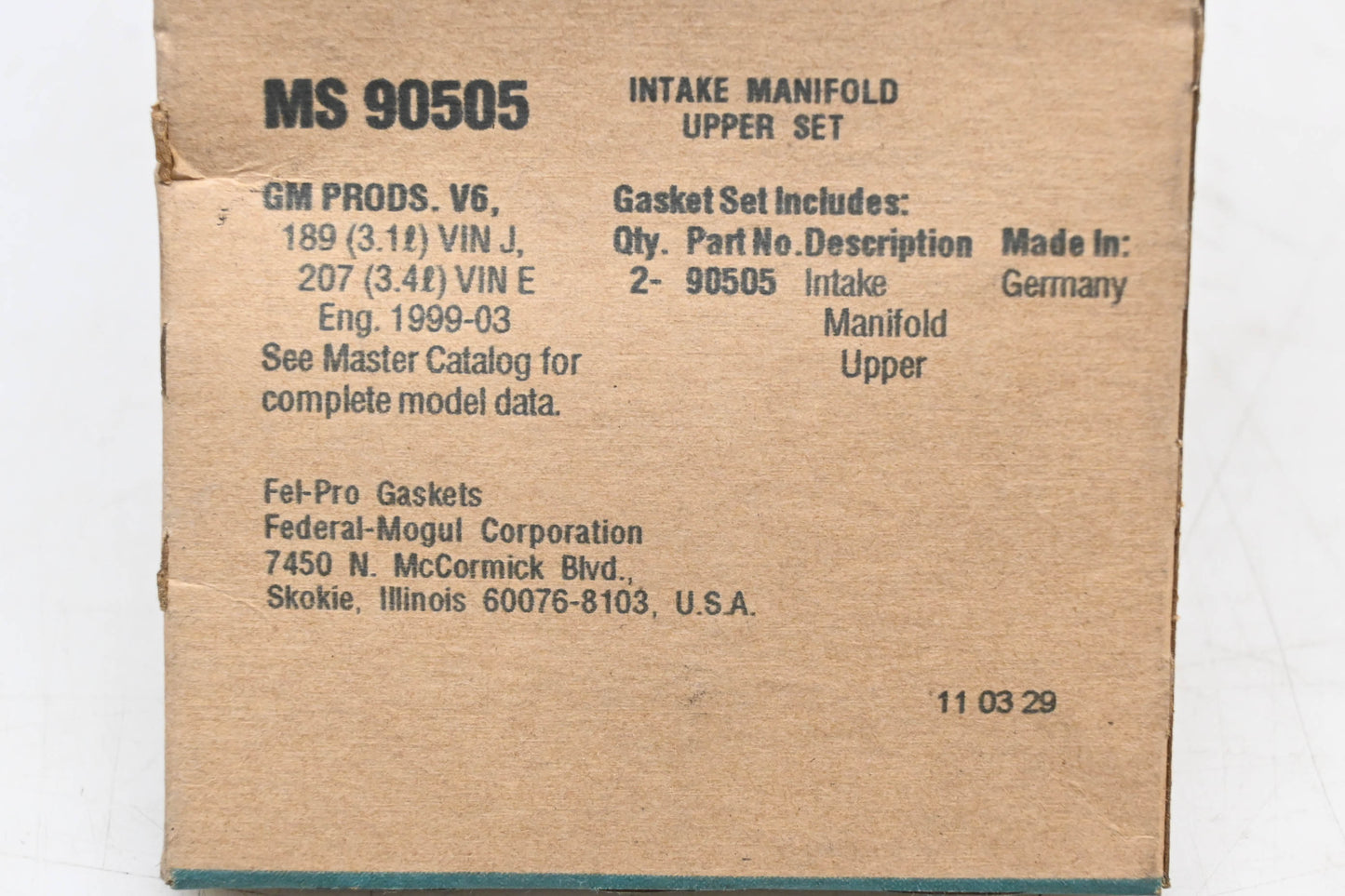 Fel-Pro MS 90505 Fuel Injection Plenum Gasket Kit NOS