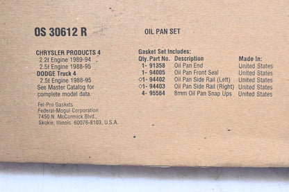 Fel-Pro OS 30612 R Oil Pan Gasket Kit NOS