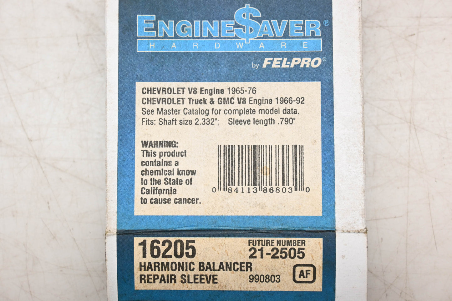 Fel-Pro 16205, 21-2505 Harmonic Balancer Sleeve Repair Kit NOS