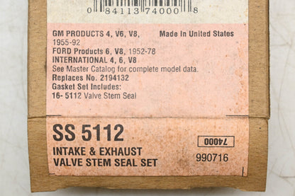 Fel-Pro SS 5112, 2194132 Valve Stem Oil Seal Kit NOS