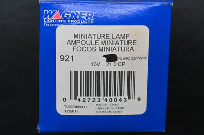 Wagner 921 Miniature Light Bulbs Qty 2 NOS
