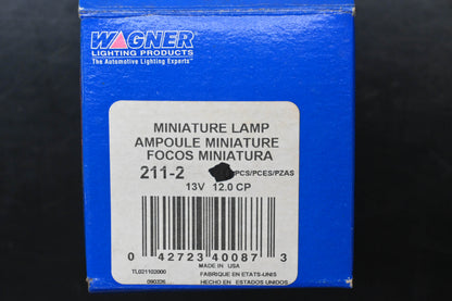 Wagner 211-2 Miniature Light Bulbs Qty 2 NOS