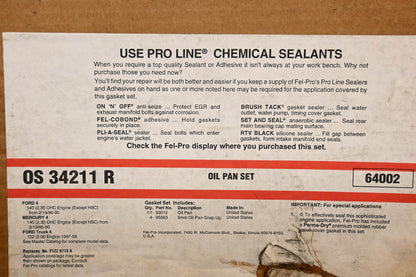 Fel-Pro OS 34211 R Oil Pan Gasket Kit NOS