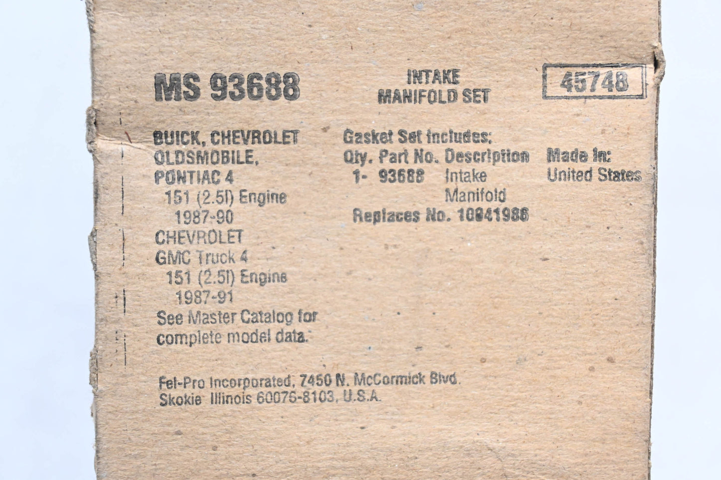 Fel-Pro MS 93688, 10041986 Intake Manifold Gasket NOS