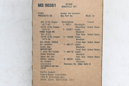 Fel-Pro MS 90361, D9AZ 9433 B Intake Manifold Gasket Kit NOS