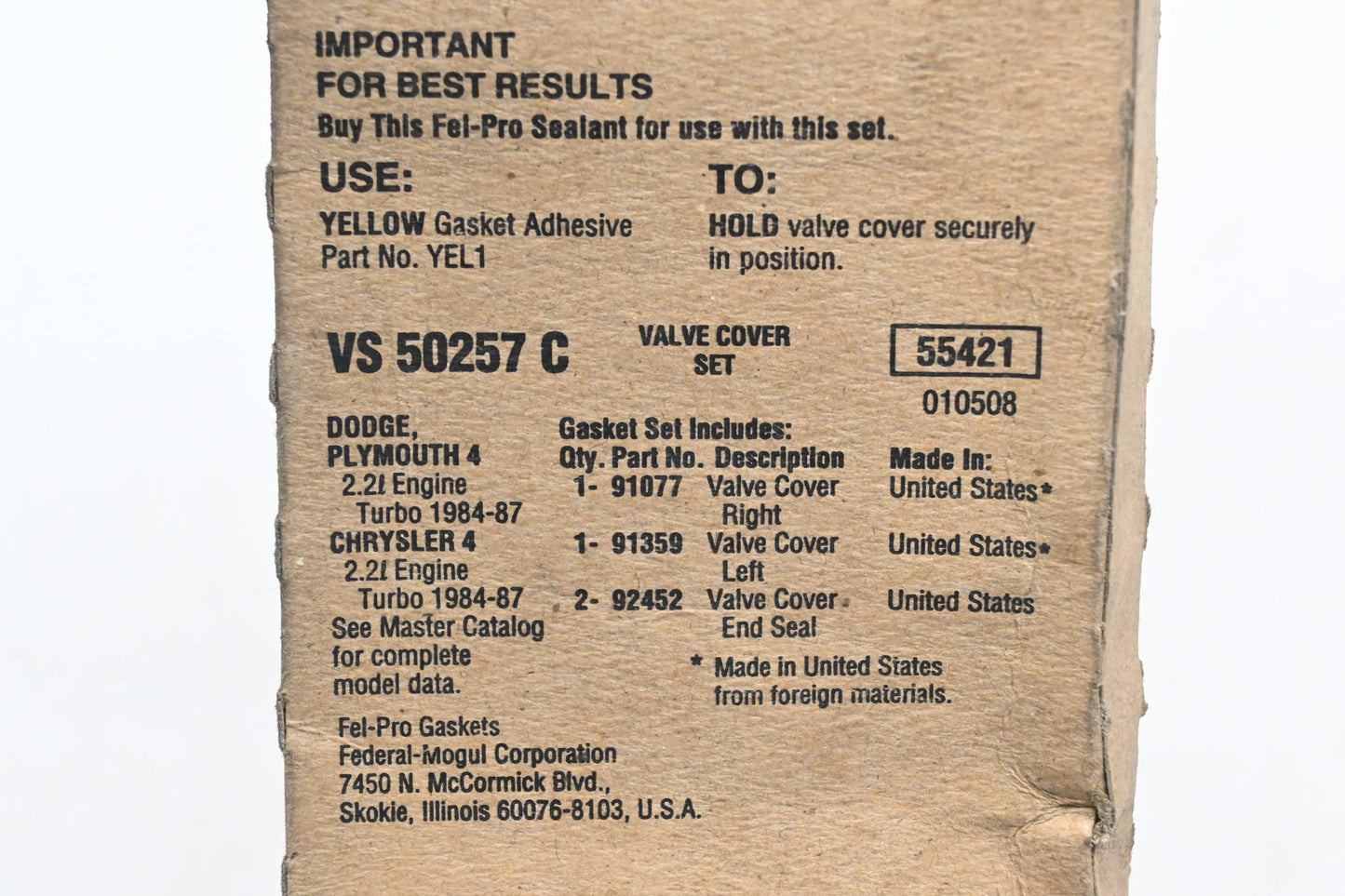 Fel-Pro VS 50257 C Valve Cover Gasket Kit NOS