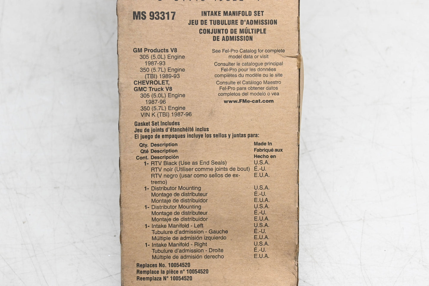 Fel-Pro MS 93317, 10054520 Intake Manifold Gasket Kit NOS