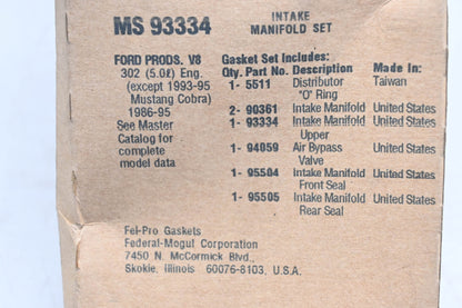 Fel-Pro MS 93334 Intake Manifold Gasket Kit NOS