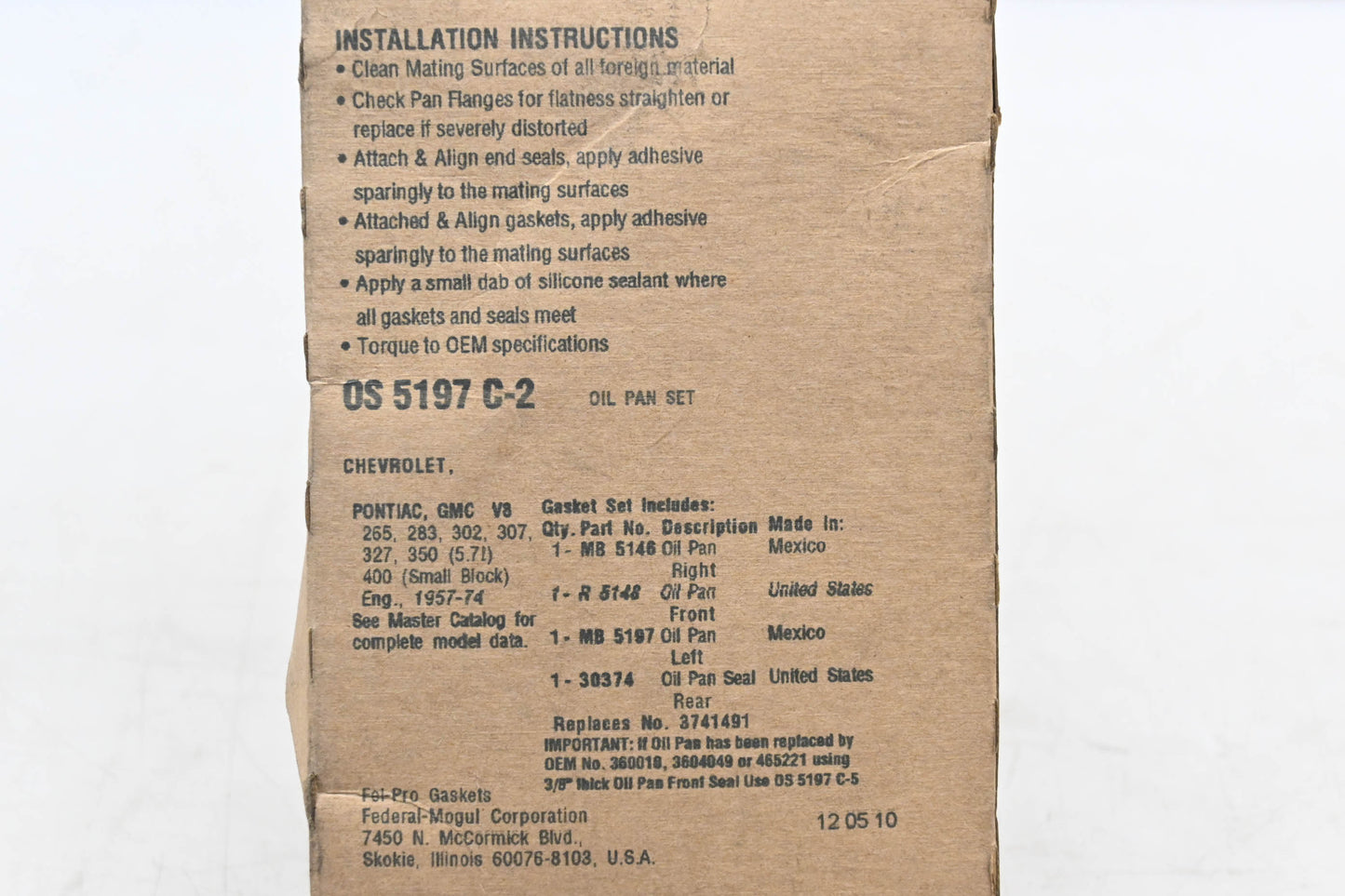 Fel-Pro OS 5197 C-2 Oil Pan Gasket Kit NOS