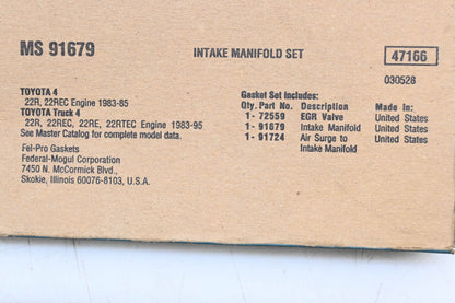 Fel-Pro MS 91679 Intake Manifold Gasket Kit NOS