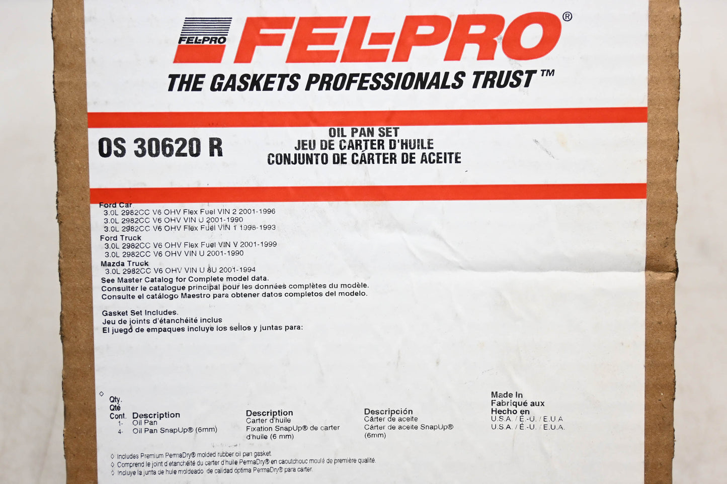 Fel-Pro OS 30620 R Oil Pan Gasket Kit NOS