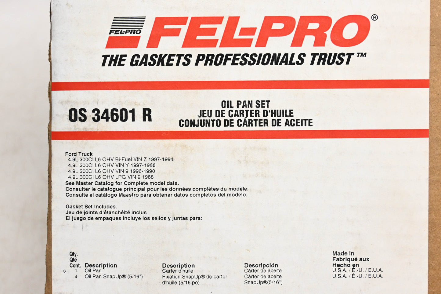 Fel-Pro OS 34601 R Oil Pan Gasket Kit NOS