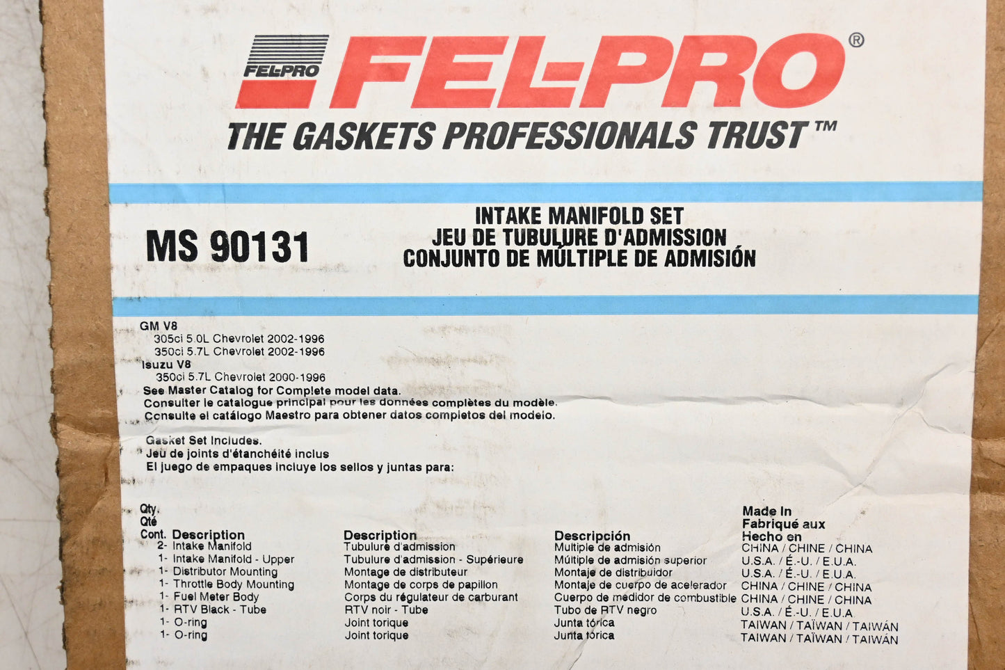 Fel-Pro MS 90131 Intake Manifold Gasket Kit NOS