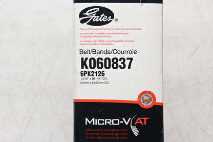 Gates K060837, 6PK2126 Micro-V Serpentine Belt NOS