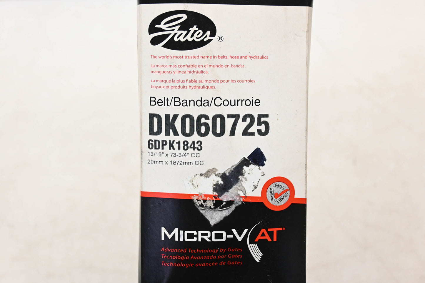 Gates DK060725, 6DPK1843 Duel Sided Micro-V Serpentine Belt NOS