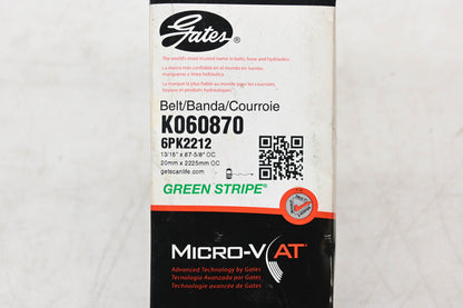 Gates K060870, 6PK2212 Micro-V Serpentine Belt NOS