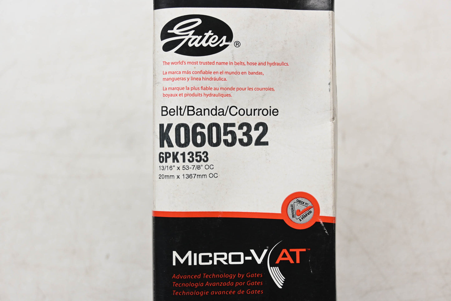 Gates K060532, 6PK1353 Micro-V Serpentine Belt NOS