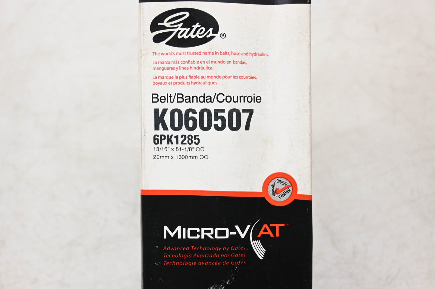 Gates K060507, 6PK1285 Micro-V Serpentine Belt NOS