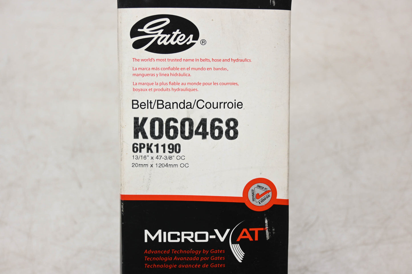 Gates K060468, 6PK1190 Micro-V Serpentine Belt NOS