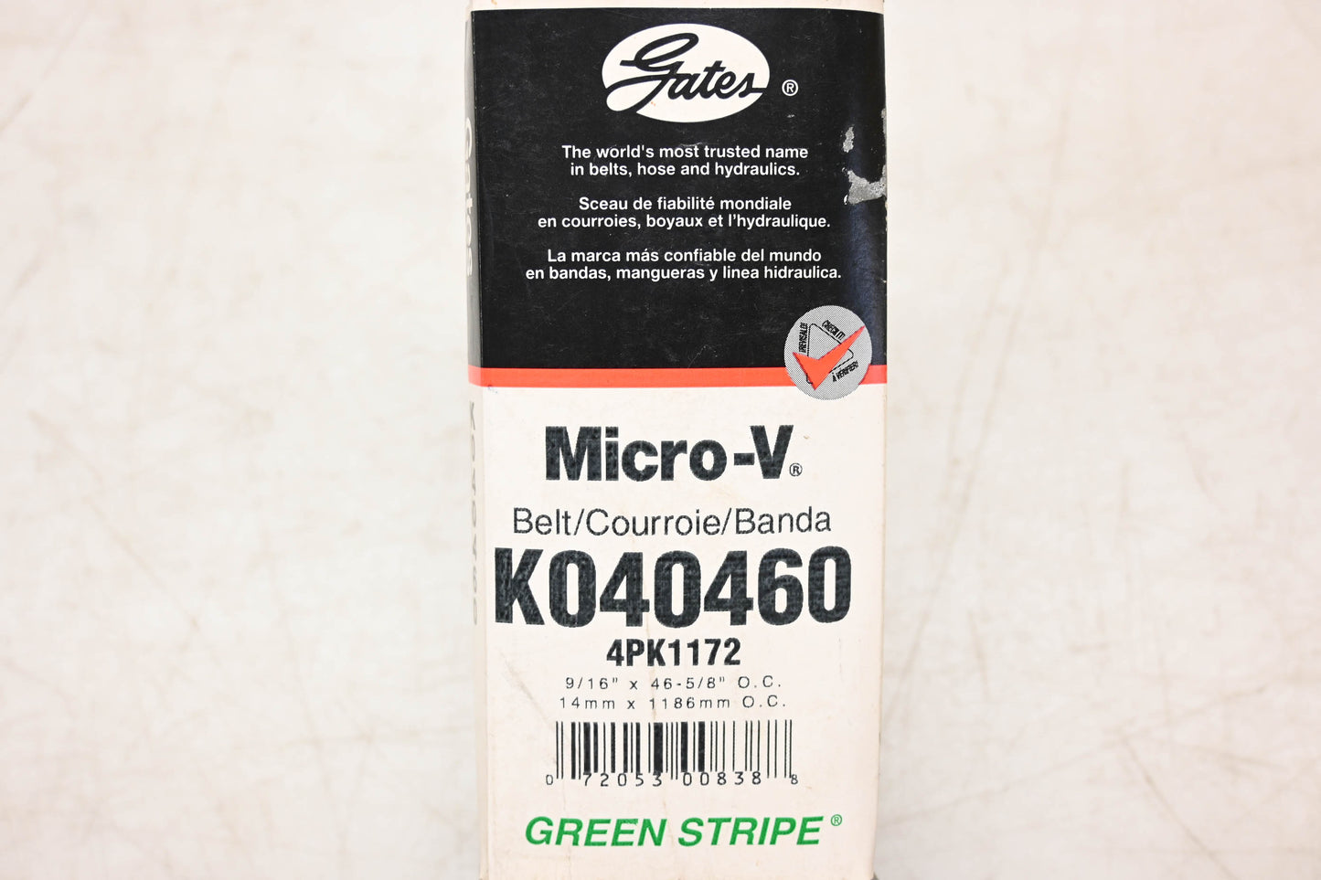 Gates K040460, 4PK1172 Micro-V Serpentine Belt NOS