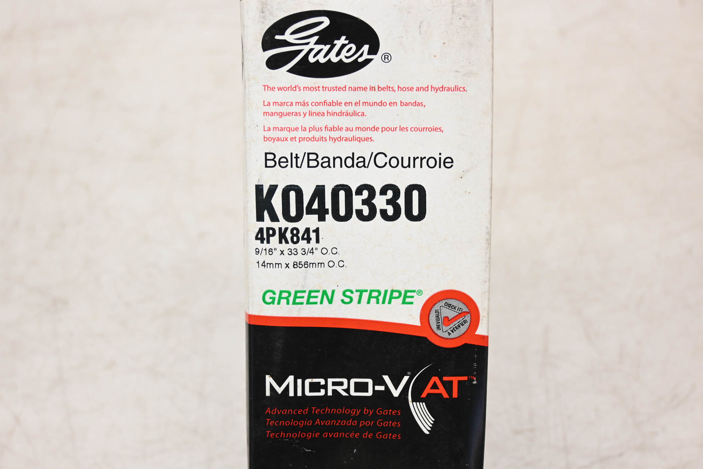 Gates K040330, 4PK841 Micro-V Serpentine Belt NOS
