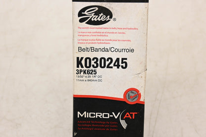 Gates K030245, 3PK625 Micro-V Serpentine Belt NOS