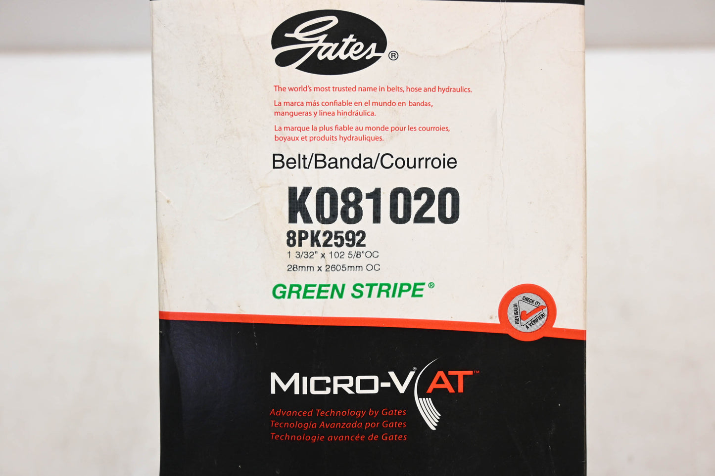 Gates K081020, 8PK2592 Micro-V Serpentine Belt NOS