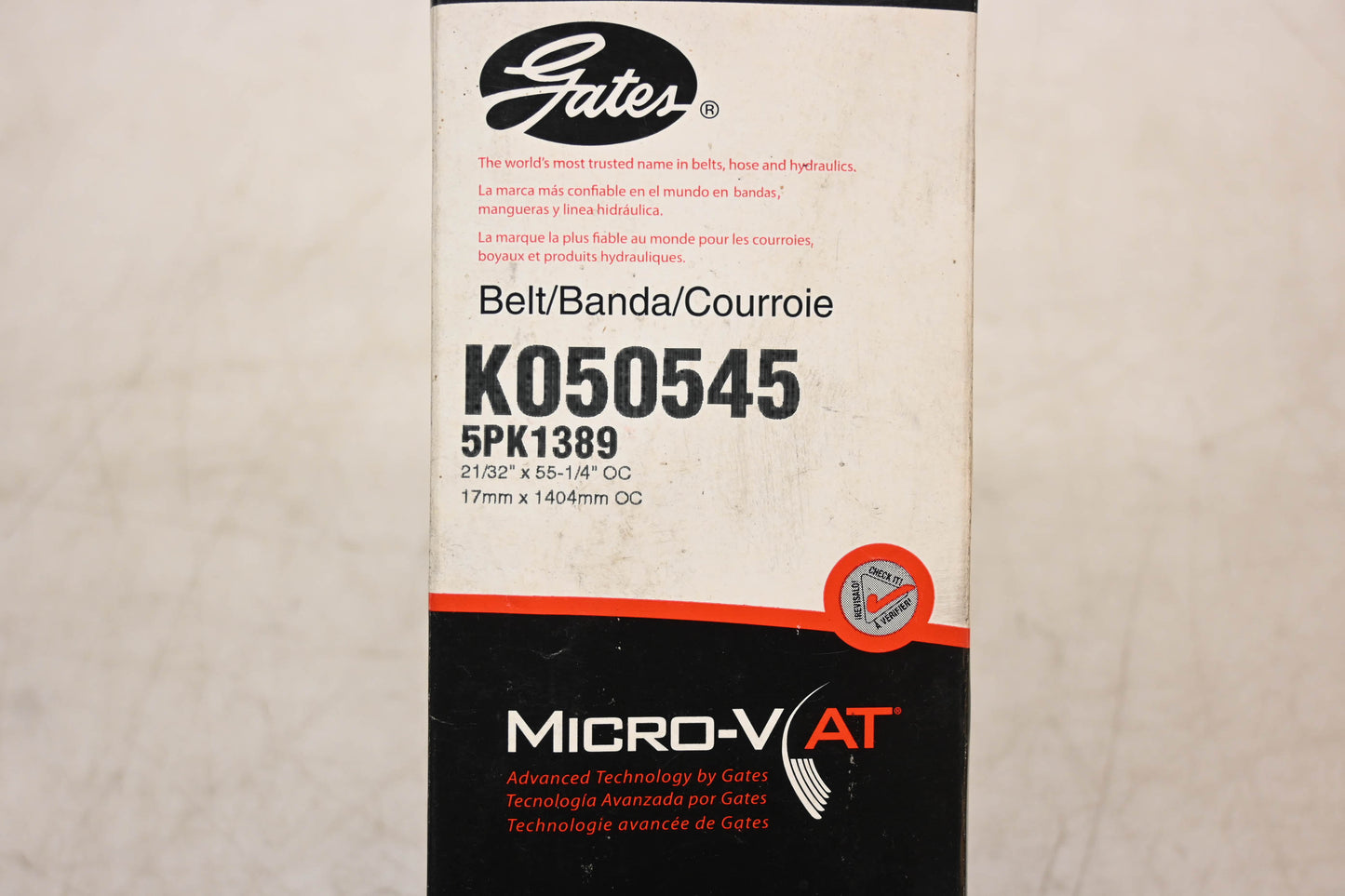 Gates K050545, 5PK1389 Micro-V Serpentine Belt NOS