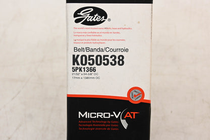 Gates K050538, 5PK1366 Micro-V Serpentine Belt NOS