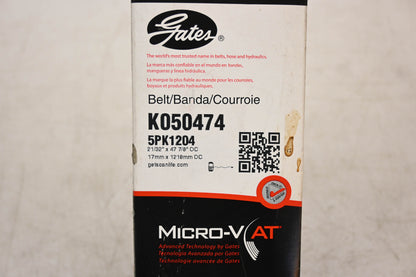 Gates K050474, 5PK1204 Micro-V Serpentine Belt NOS