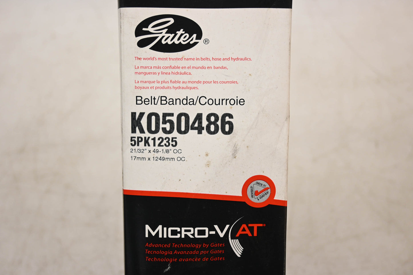 Gates K050486, 5PK1235 Micro-V Serpentine Belt NOS