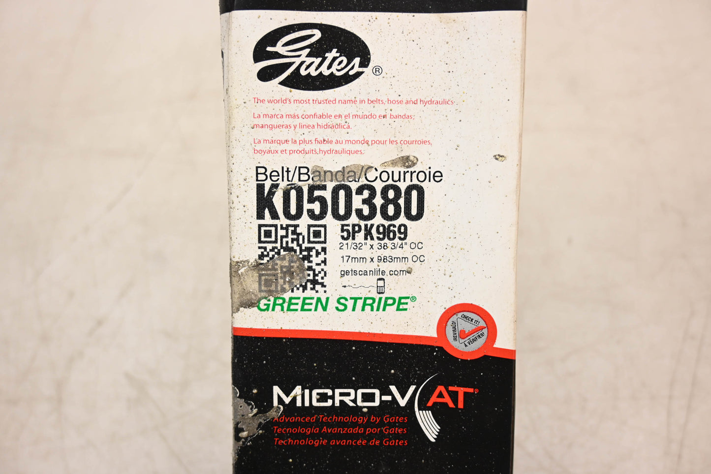 Gates K050380, 5PK969 Micro-V Serpentine Belt NOS