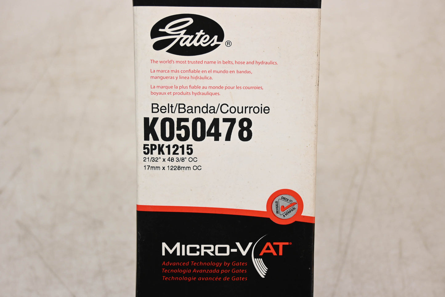 Gates K050478, 5PK1215 Micro-V Serpentine Belt NOS