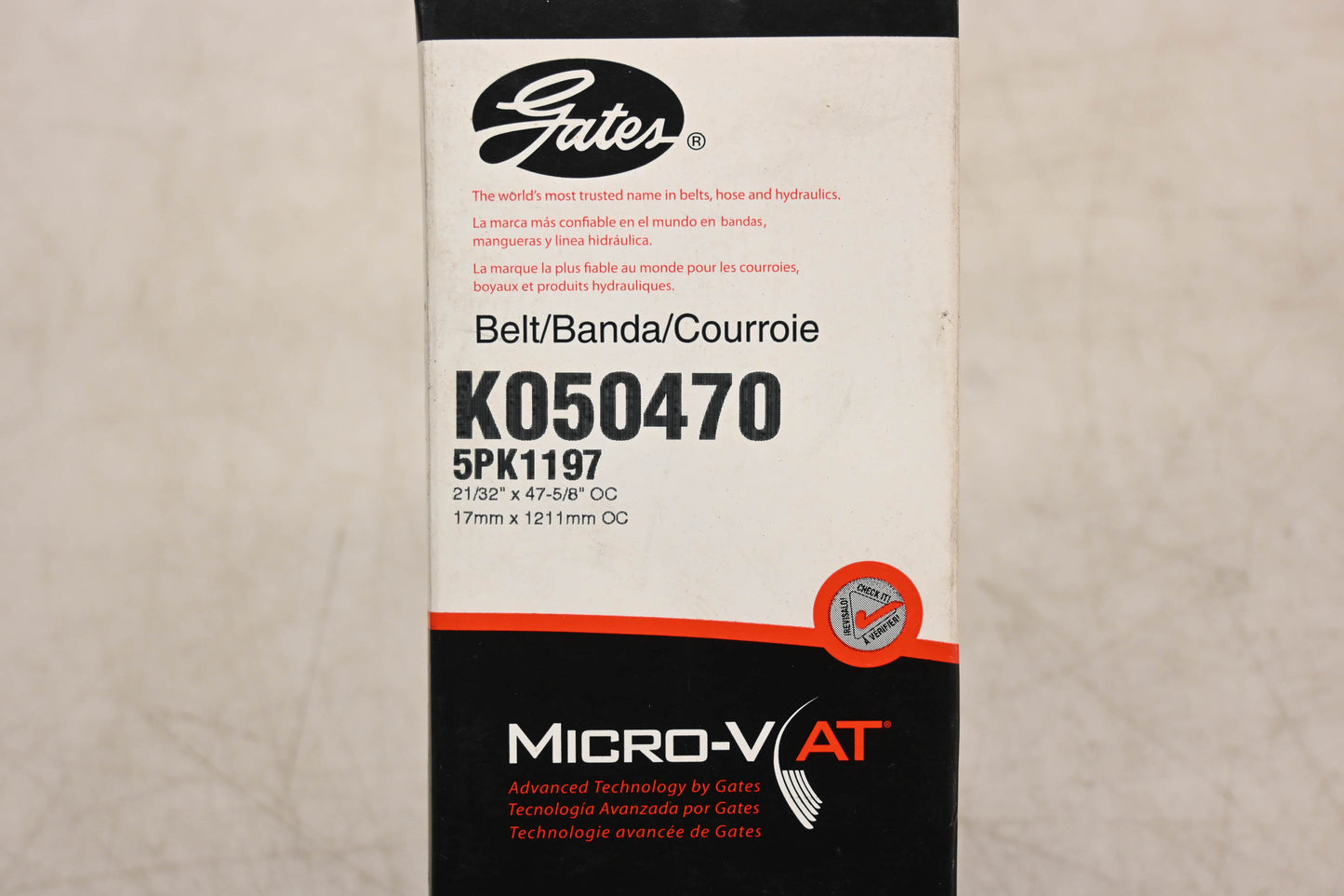 Gates K050470, 5PK1197 Micro-V Serpentine Belt NOS