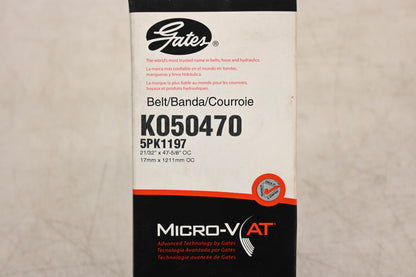 Gates K050470, 5PK1197 Micro-V Serpentine Belt NOS